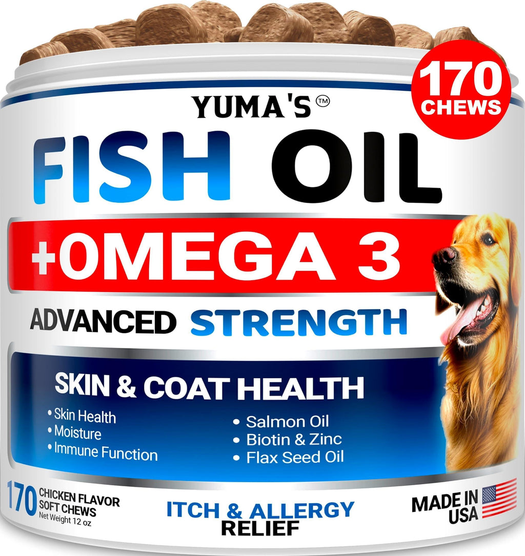 Omega-3 Fish Oil Chews for Dogs | Skin & Coat Support | 170 Soft Chews
