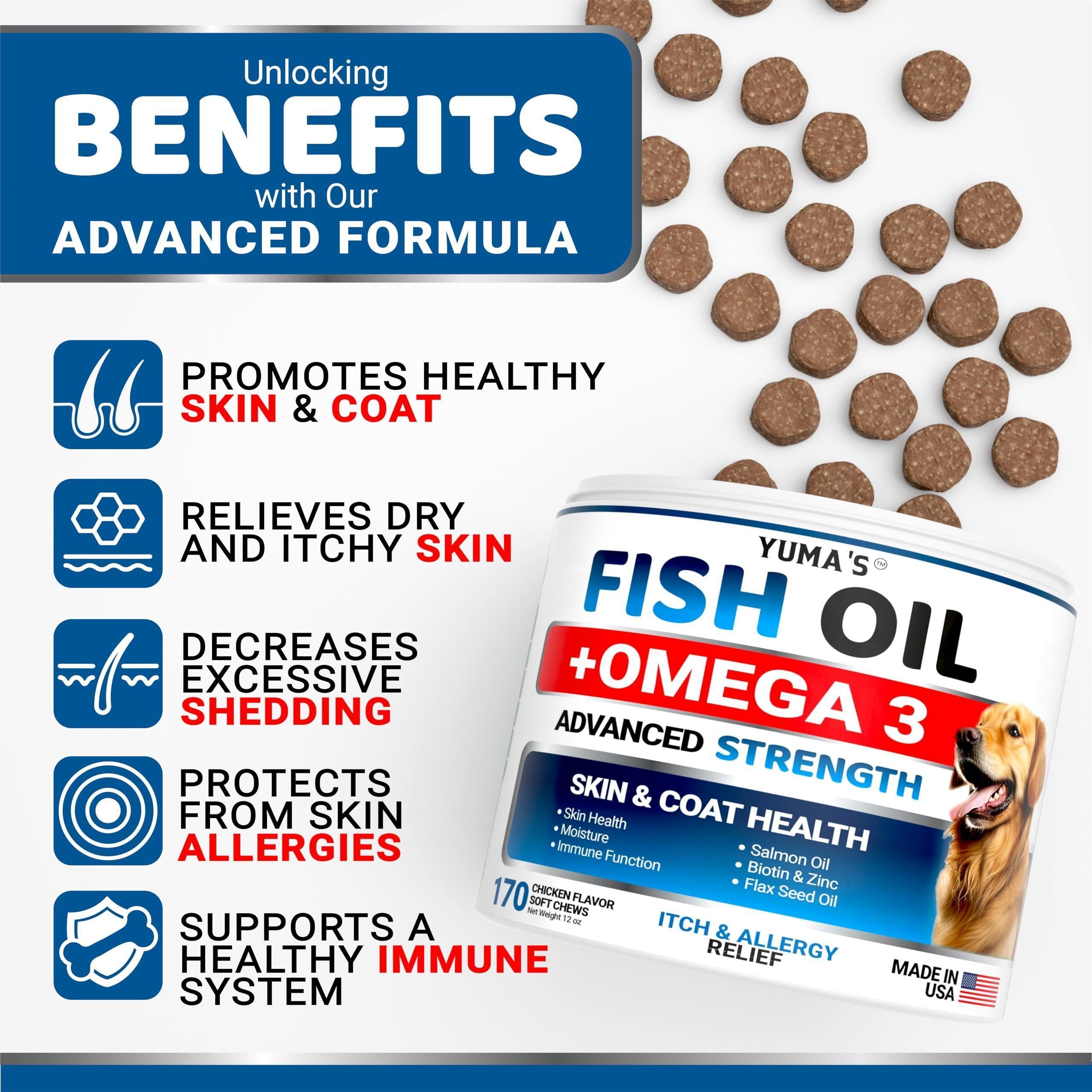 Omega-3 Fish Oil Chews for Dogs | Skin & Coat Support | 170 Soft Chews