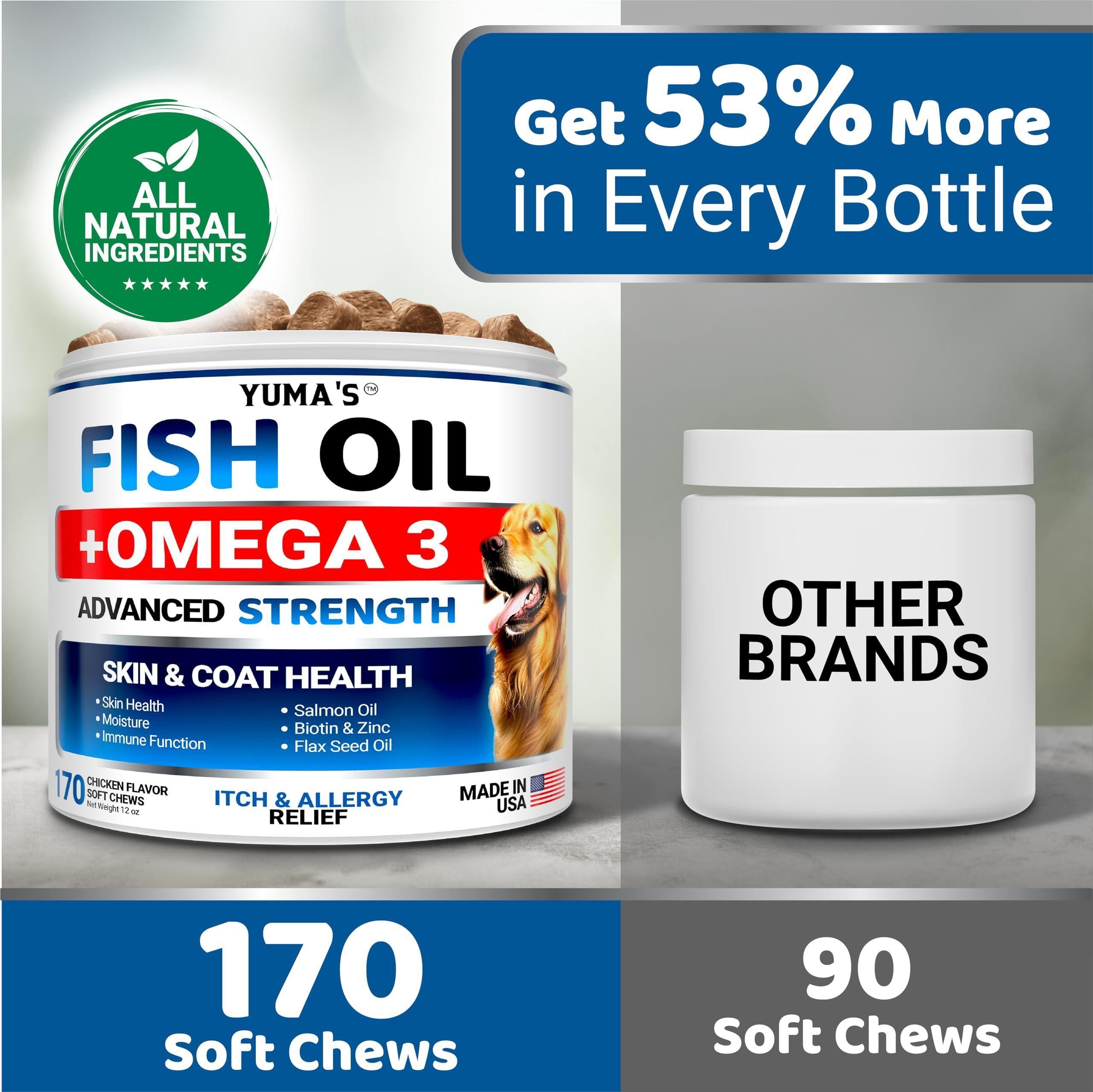 Omega-3 Fish Oil Chews for Dogs | Skin & Coat Support | 170 Soft Chews