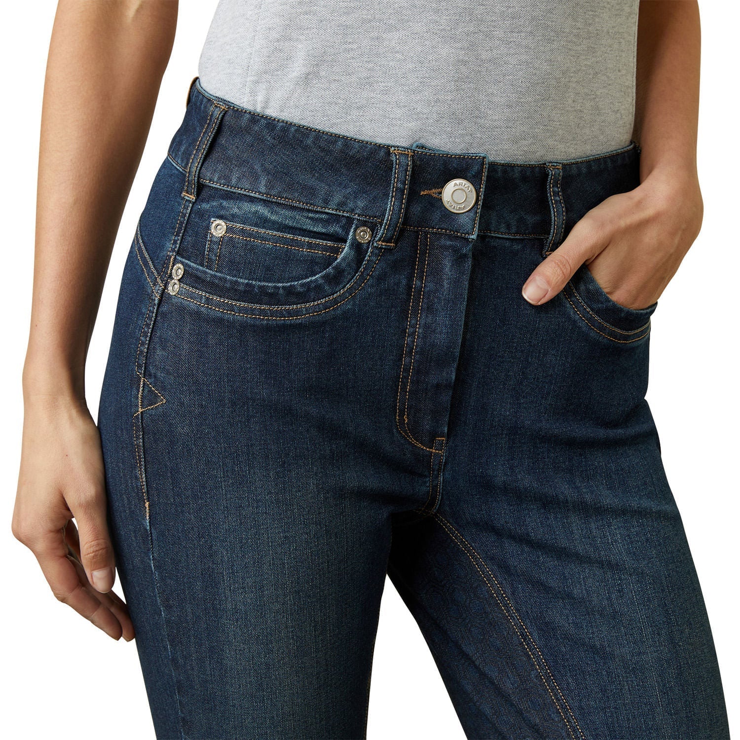 Ariat Halo Denim Full Seat Breech, Birch Marine