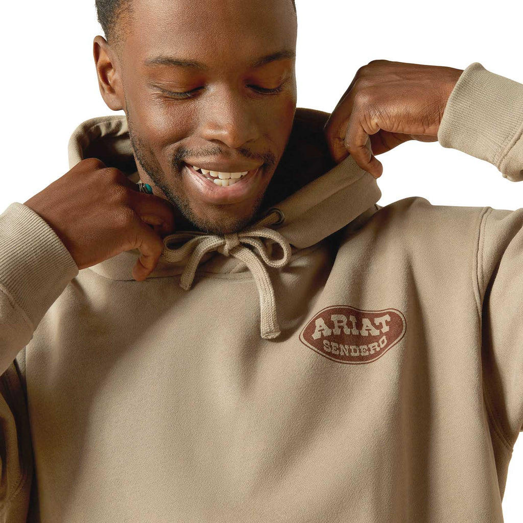 Ariat Mens Sendero "Slow Horses" Graphic Hoodie – Relaxed Fit Brushed Fleece Pullover