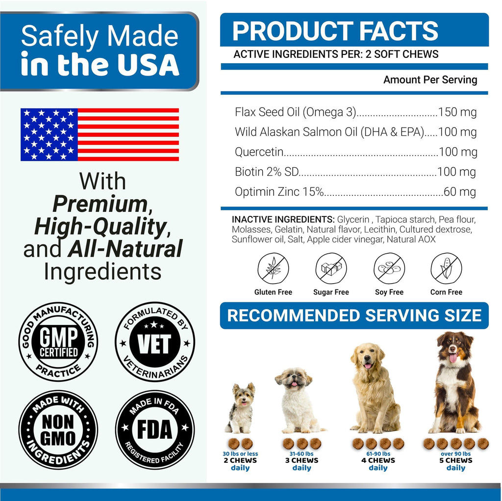 Omega-3 Fish Oil Chews for Dogs | Skin & Coat Support | 170 Soft Chews