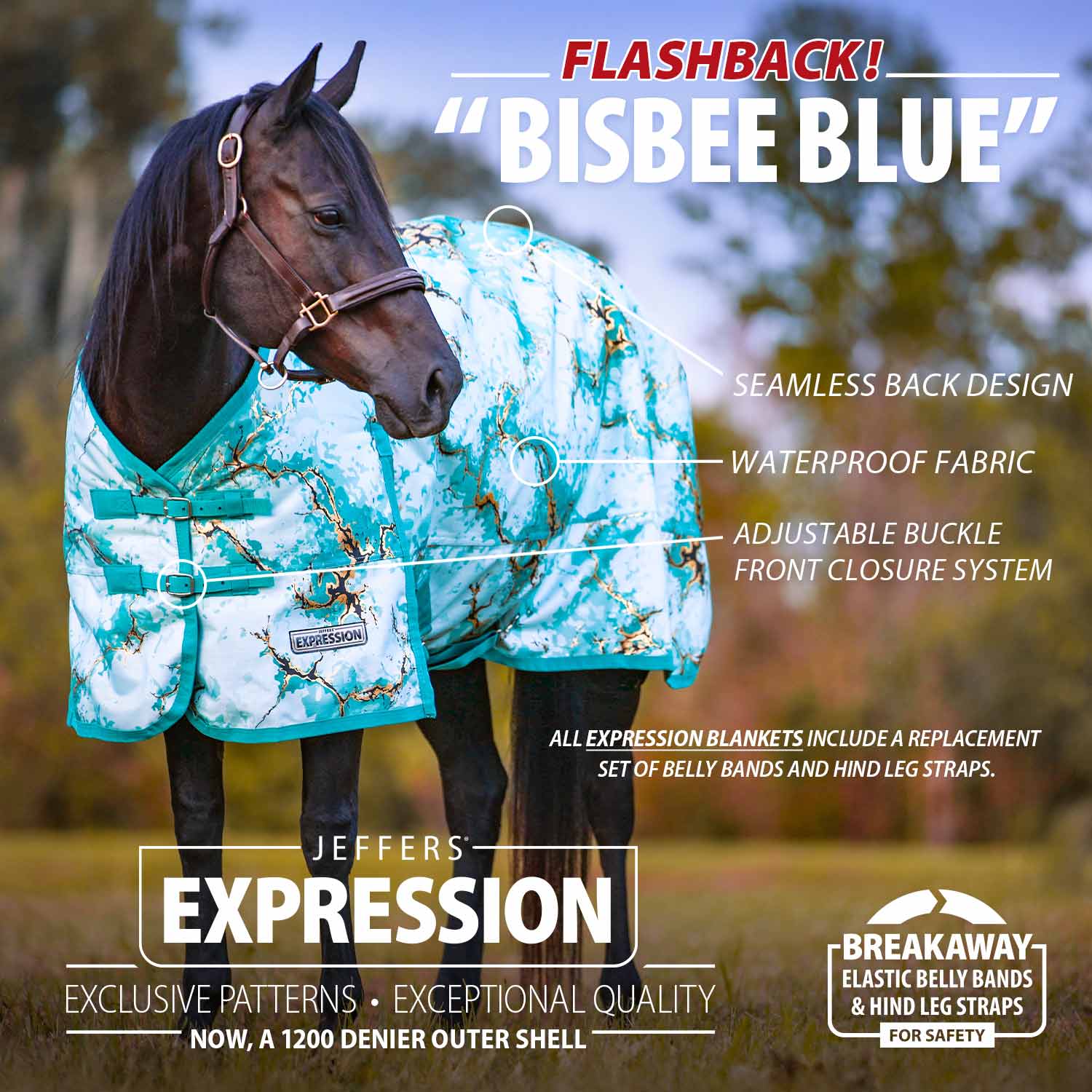Jeffers Expression 1200 Denier Standard Neck Horse Turnout Sheet, 0 Gram