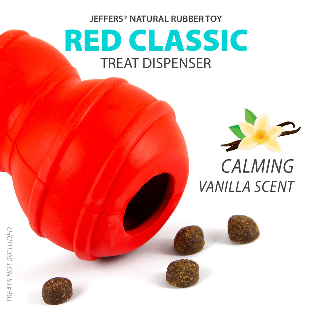 Jeffers Red Classic Stuffable Fetch & Chew Natural Rubber Treat Dispensing Dental Dog Toy